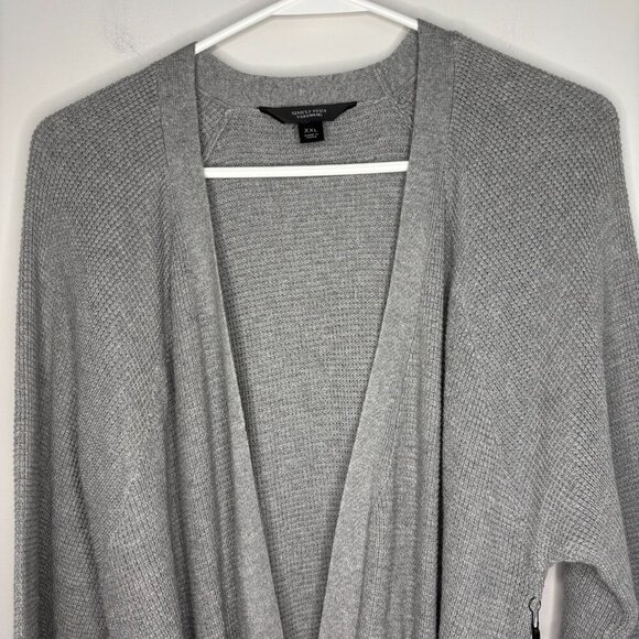 SIMPLY VERA VERA WANG NEW Cardigan Women XXL Waffle Knit Gray Belted Long - Picture 5 of 7